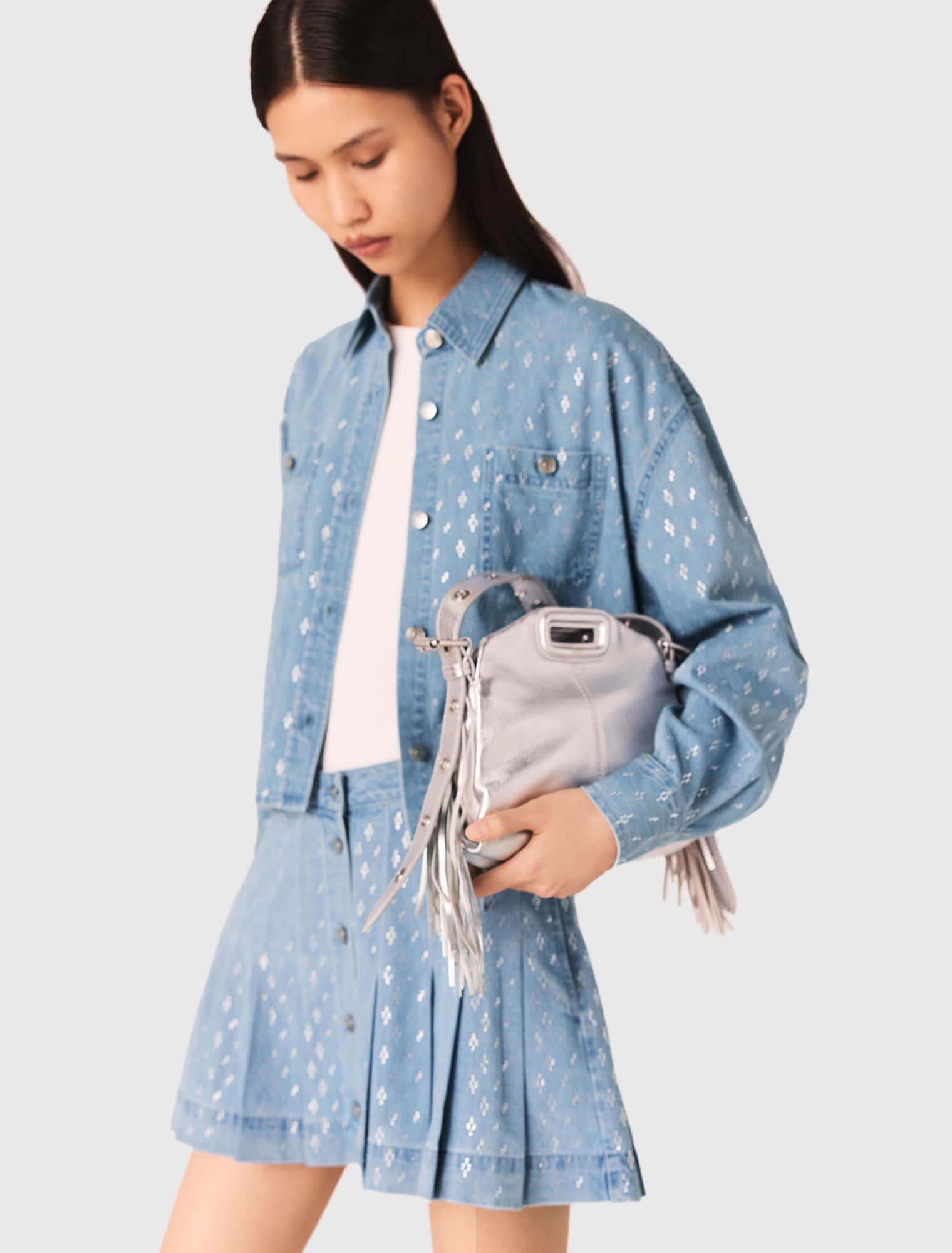 Camisa corta vaquera con strass