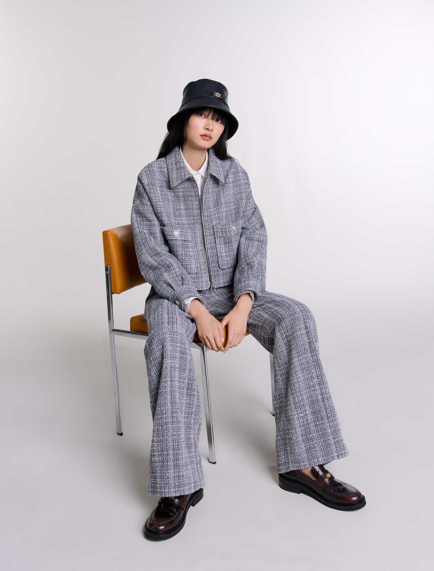 Cazadora corta de tweed