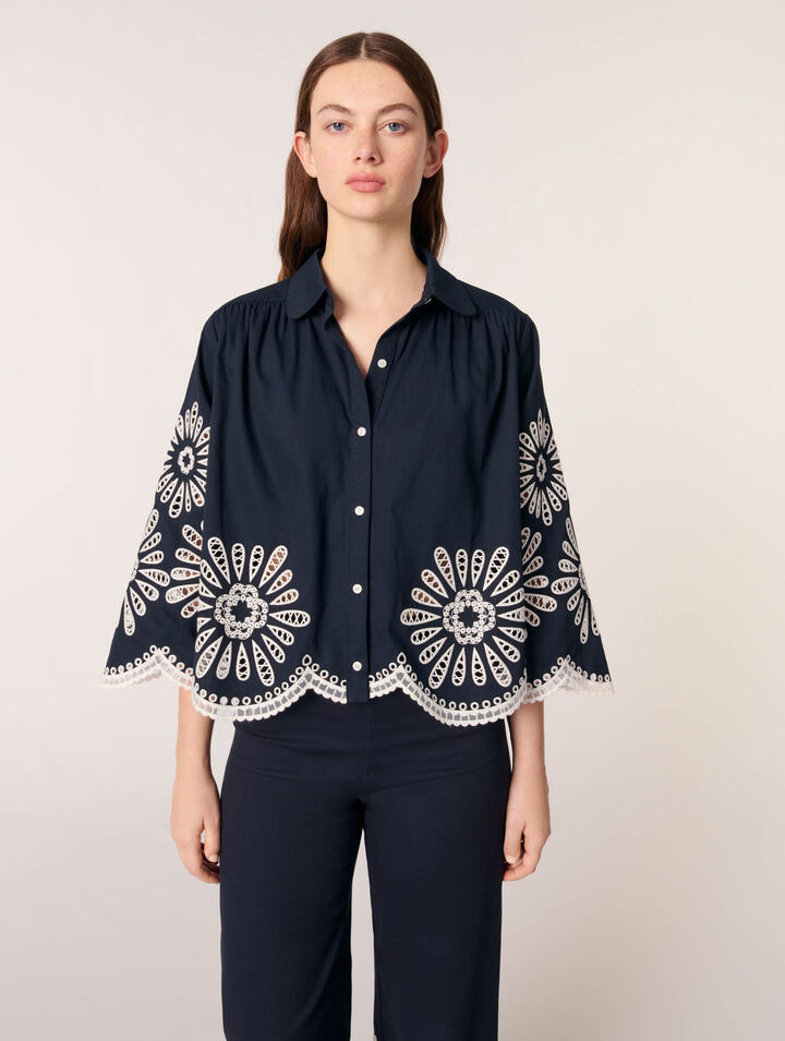 Camiseta corta con detalles de ganchillo