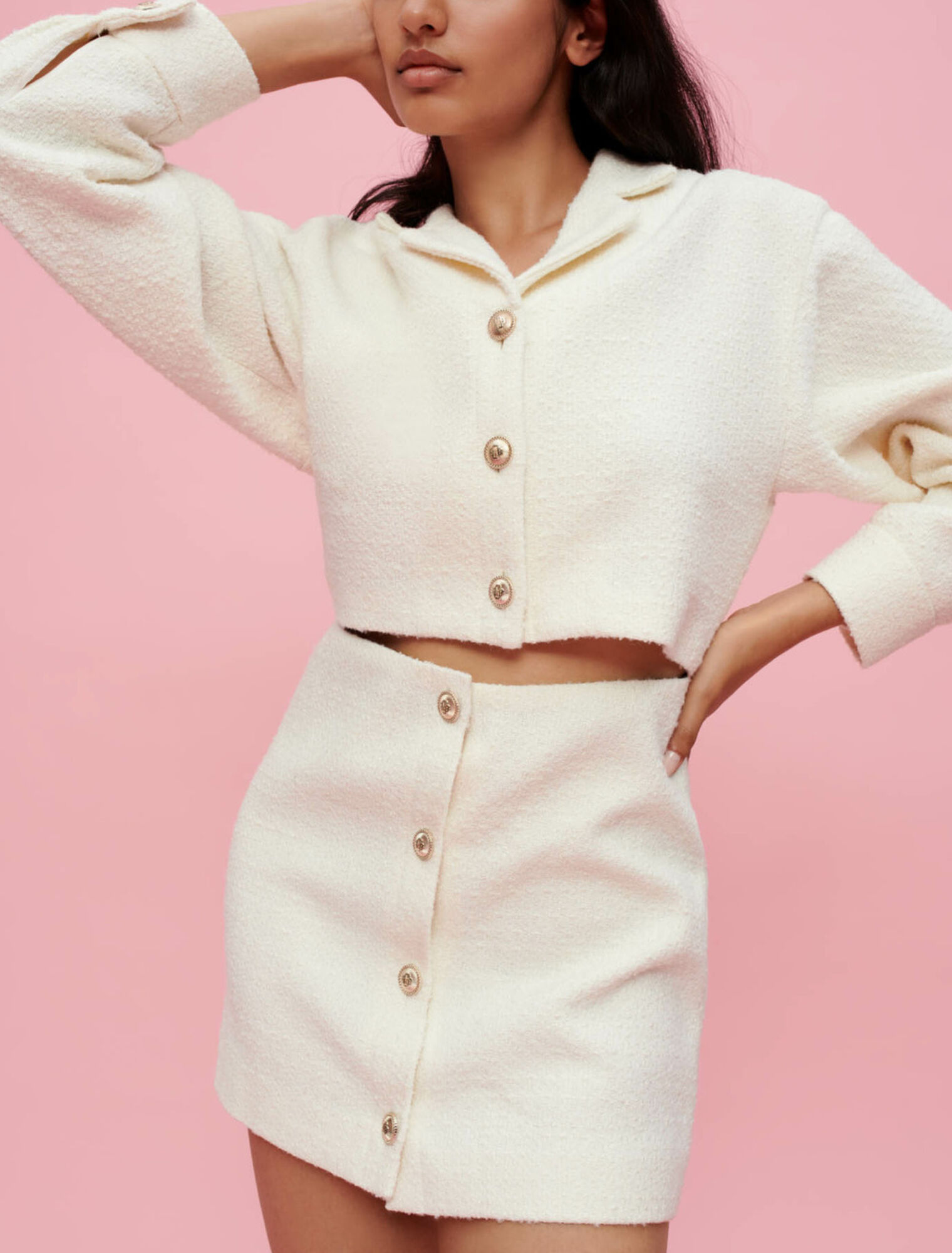 Vestido de tweed texturizado