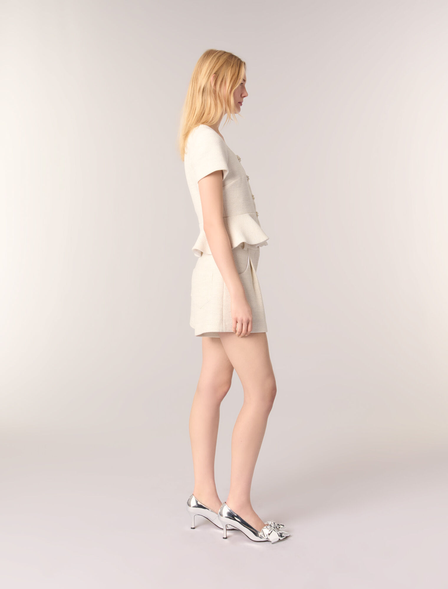 Top peplum de tweed y lurex