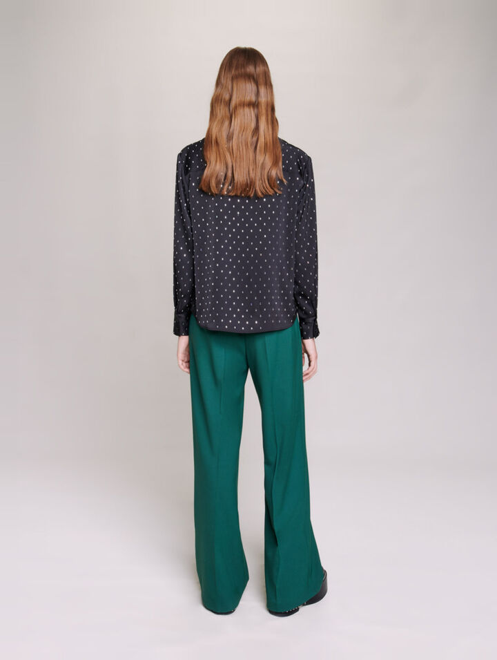 Camisa satinada con strass
