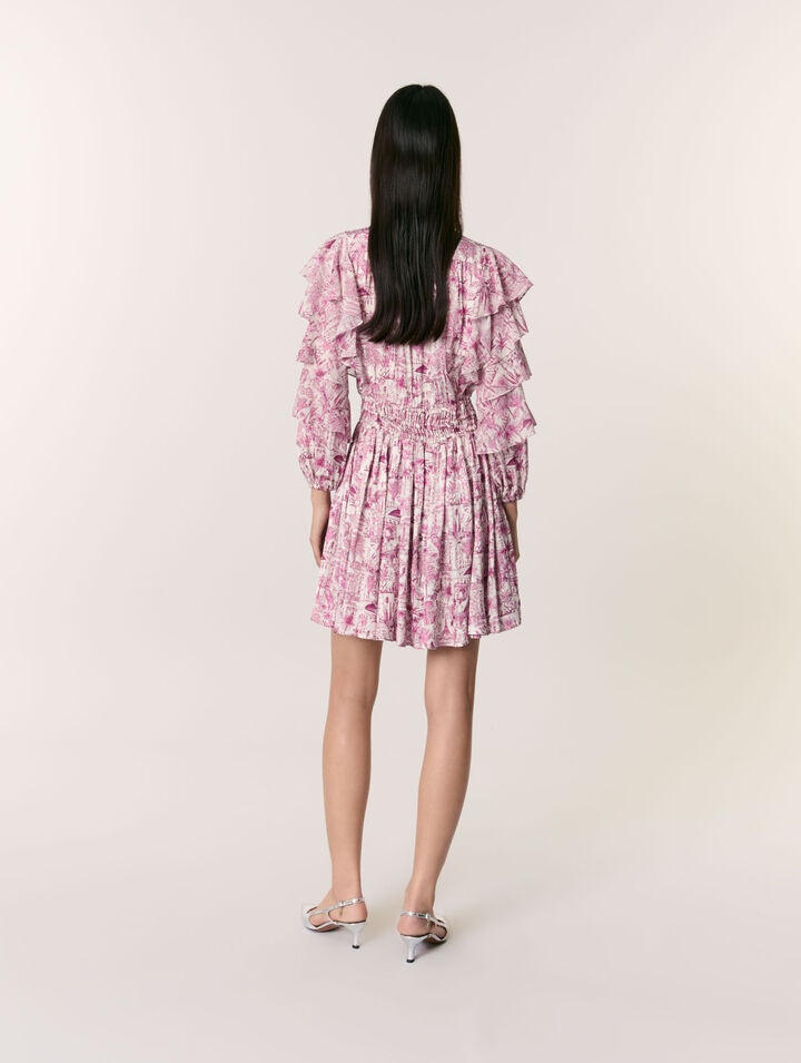Vestido estampado con volantes