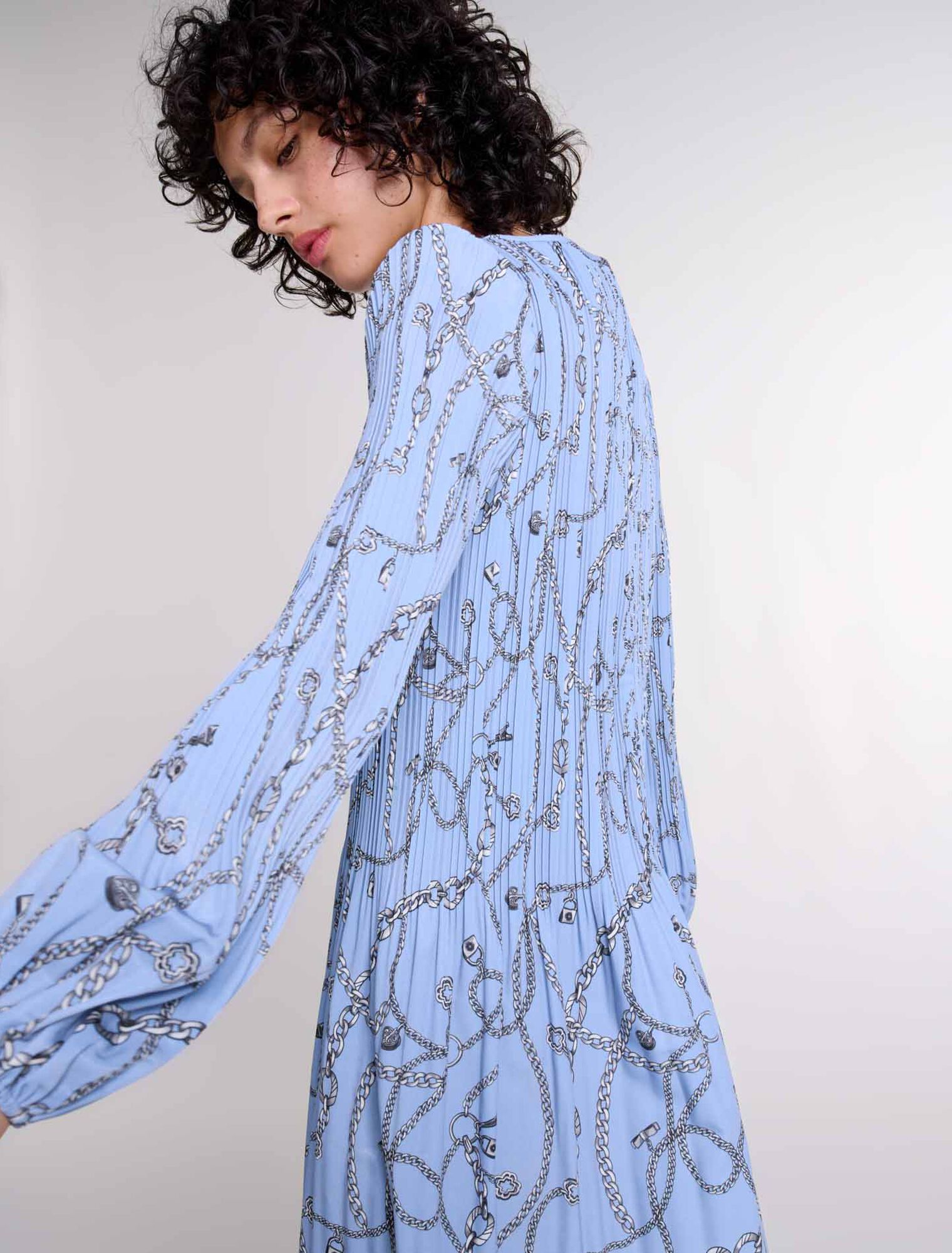 Vestido plisado estampado