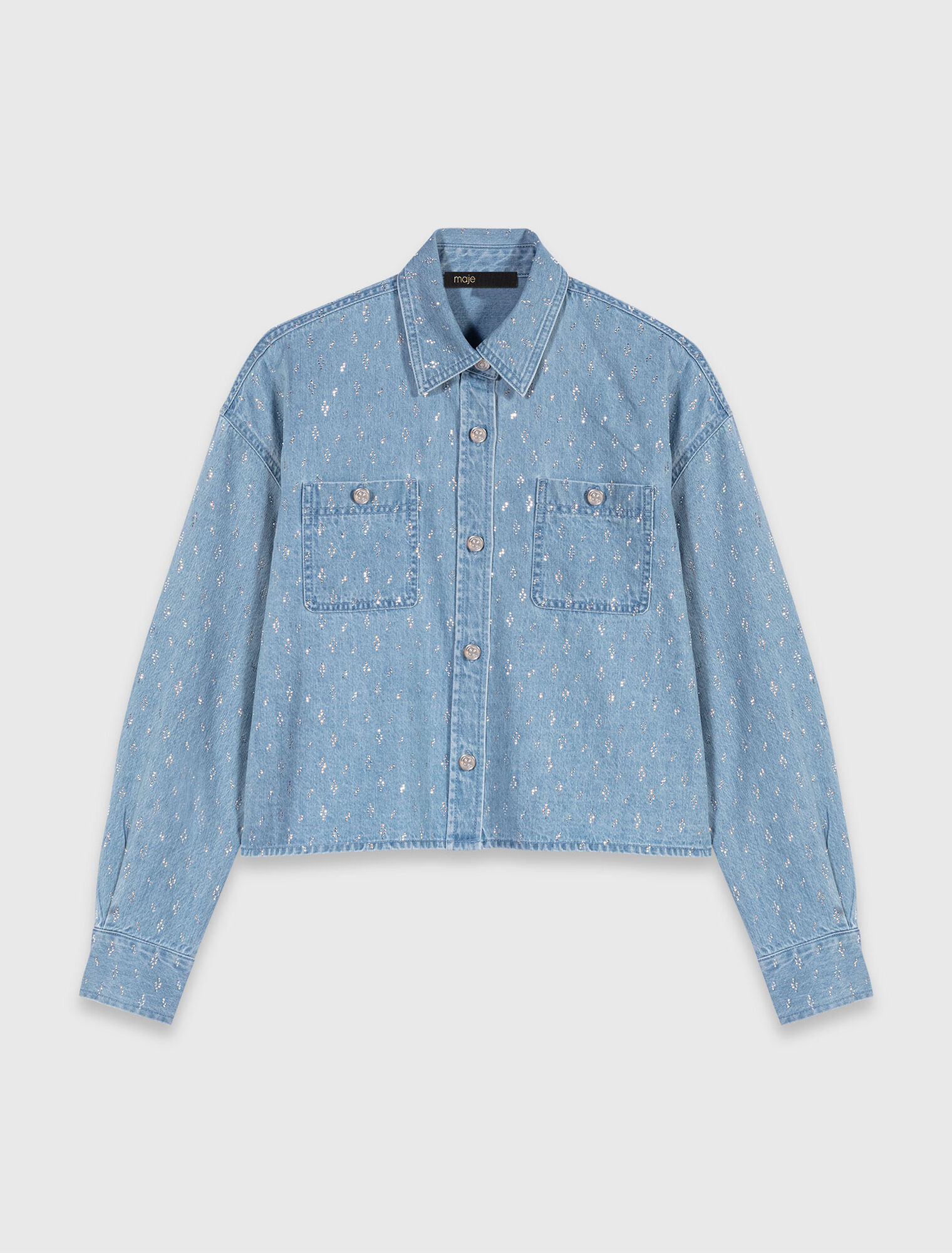 Camisa corta vaquera con strass