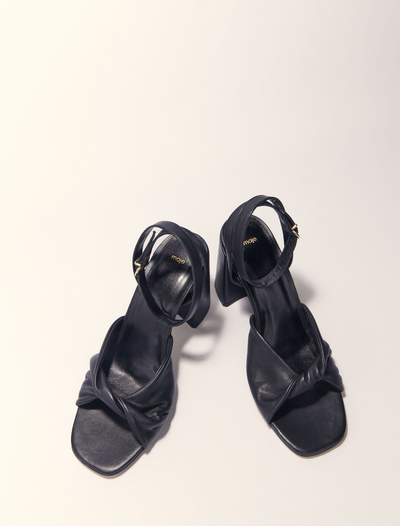 Sandalias de tacón de piel lisa