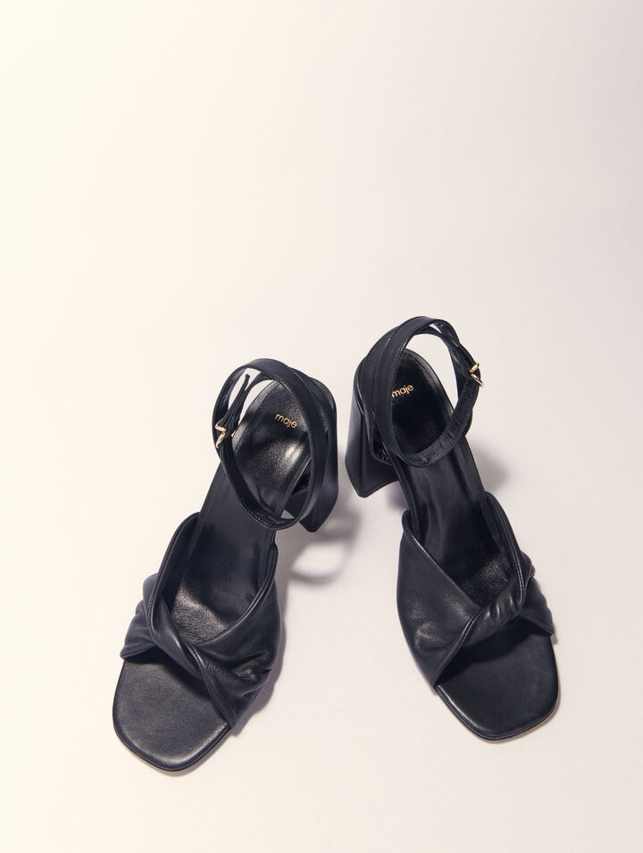 Sandalias de tacón de piel lisa