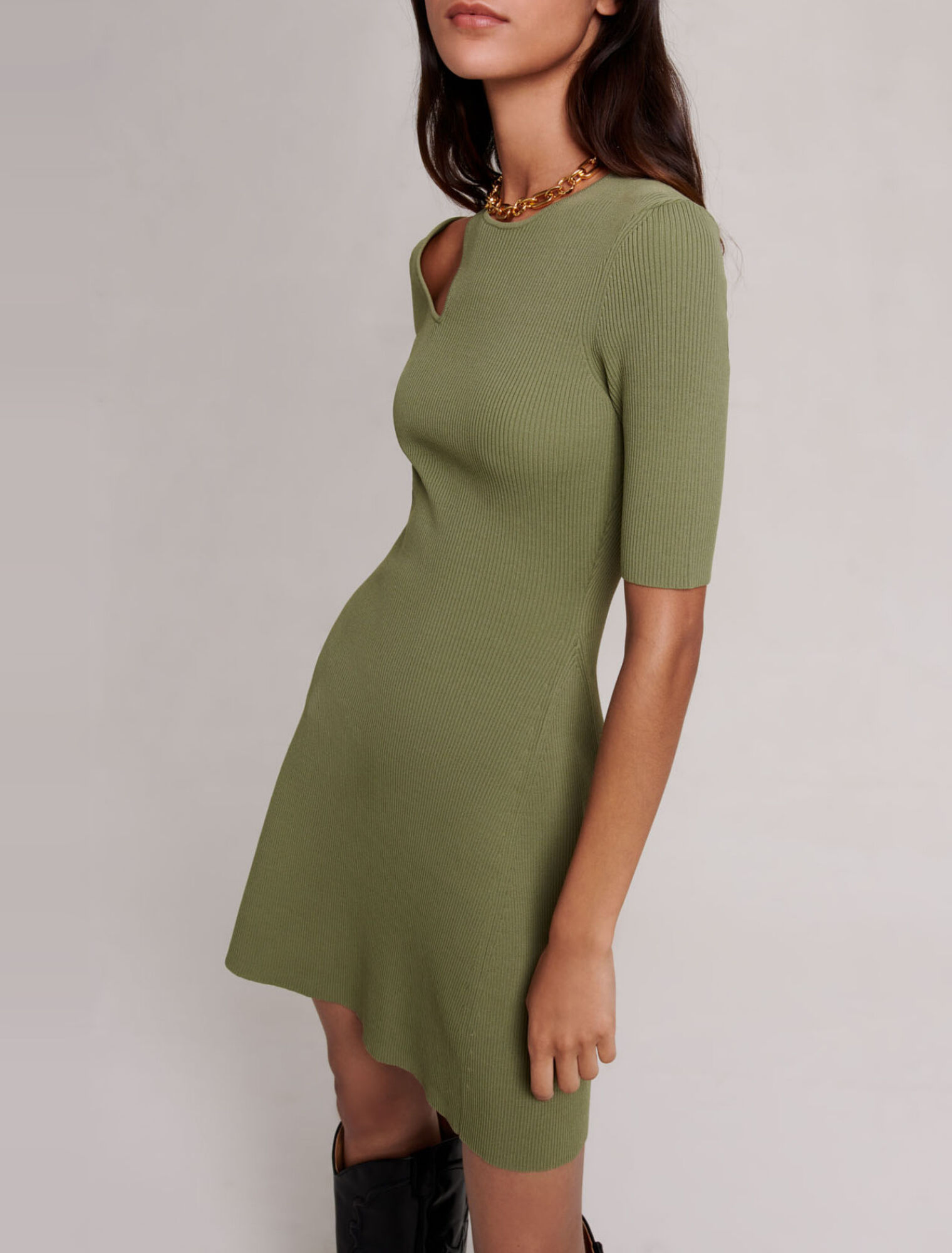 Vestido punto hombros descubiertos