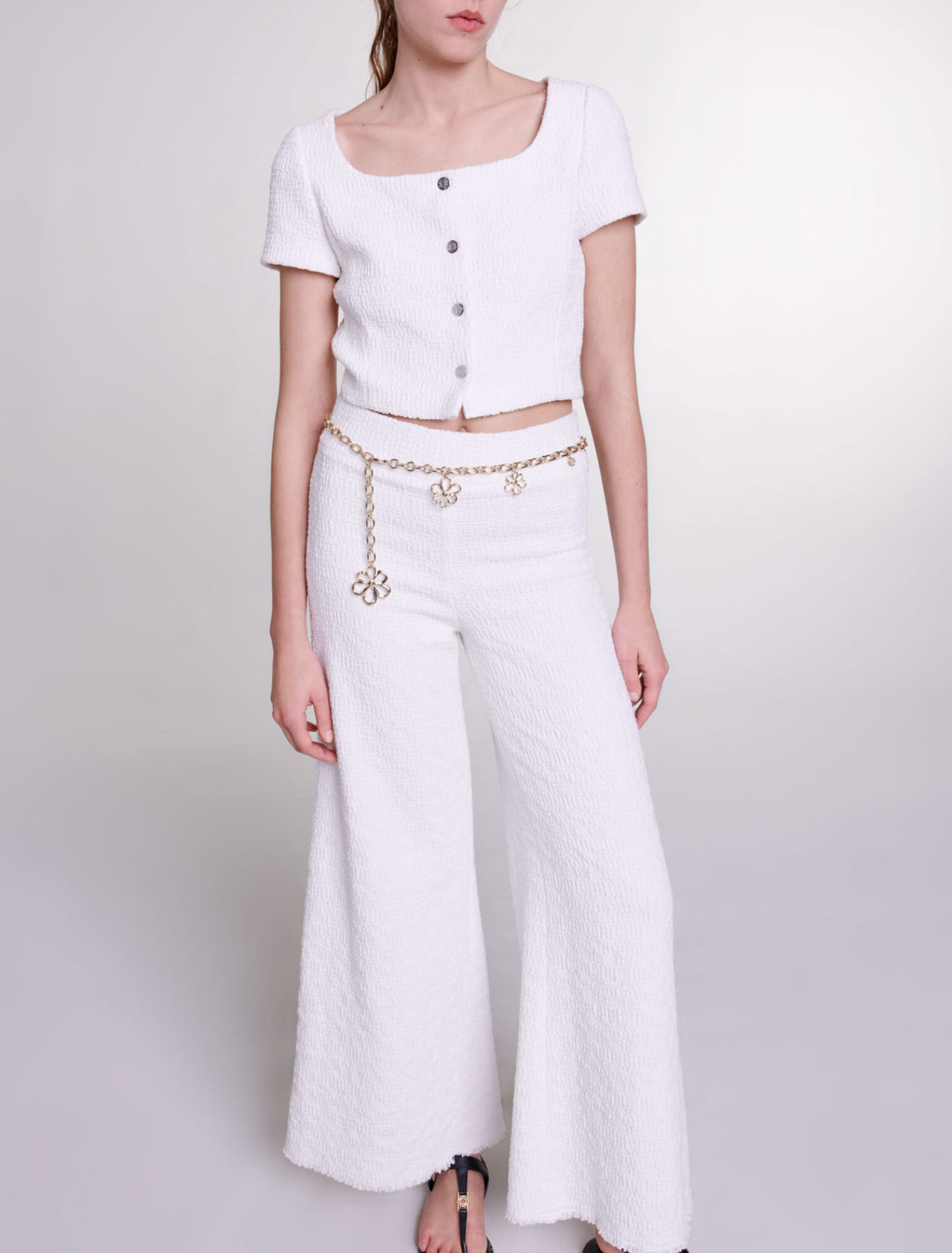 Pantalón ancho de tweed
