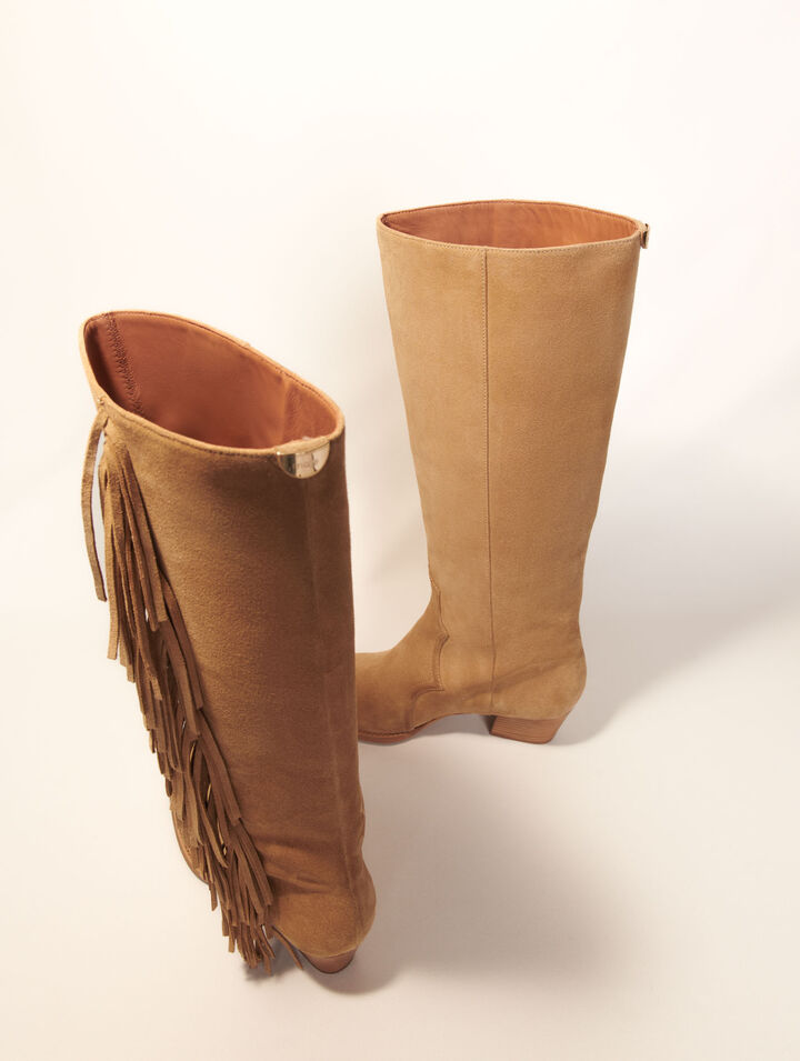 Botas de vaquero de ante con flecos