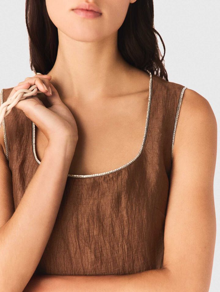 Vestido corto de mezcla de lino