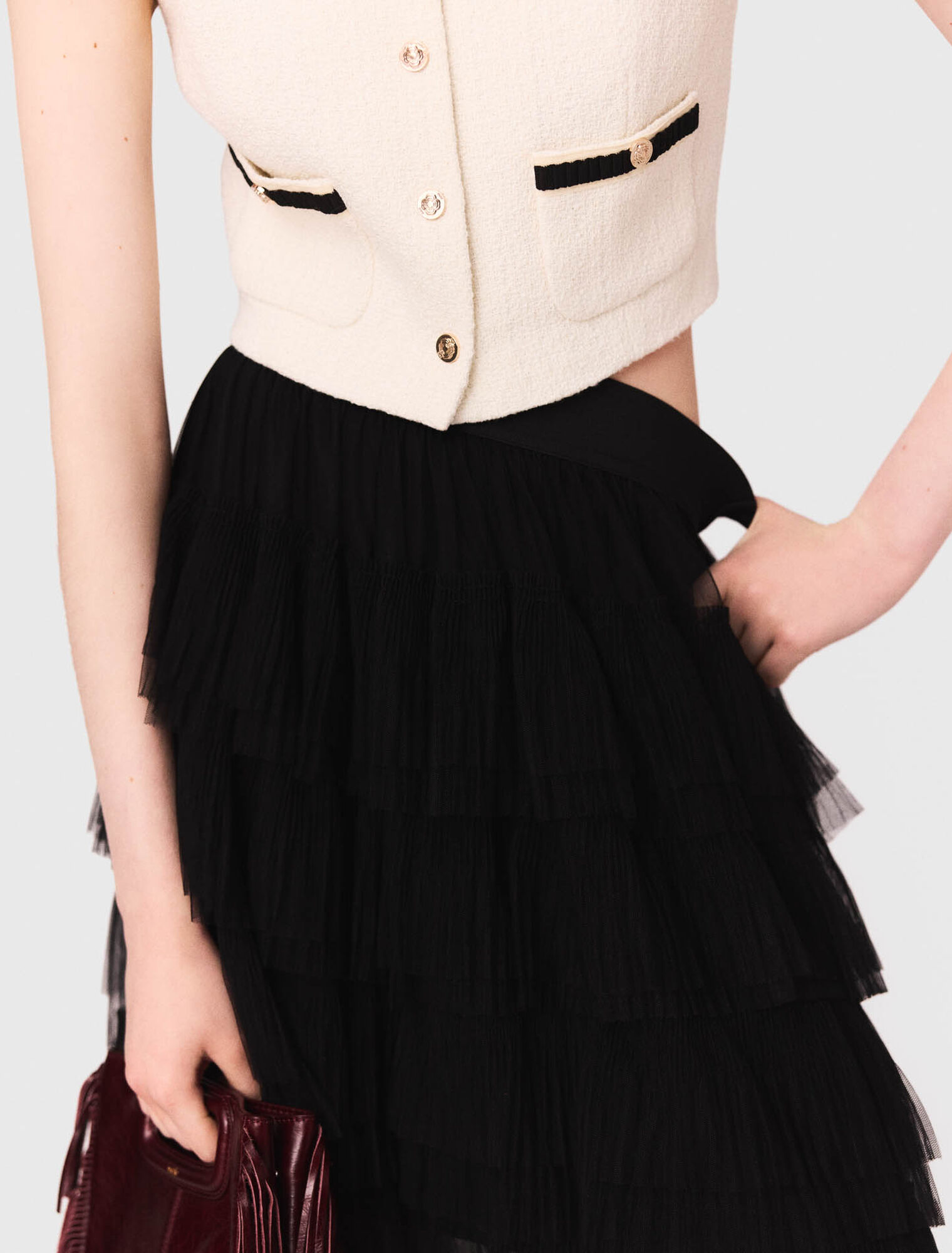 Falda midi en tul