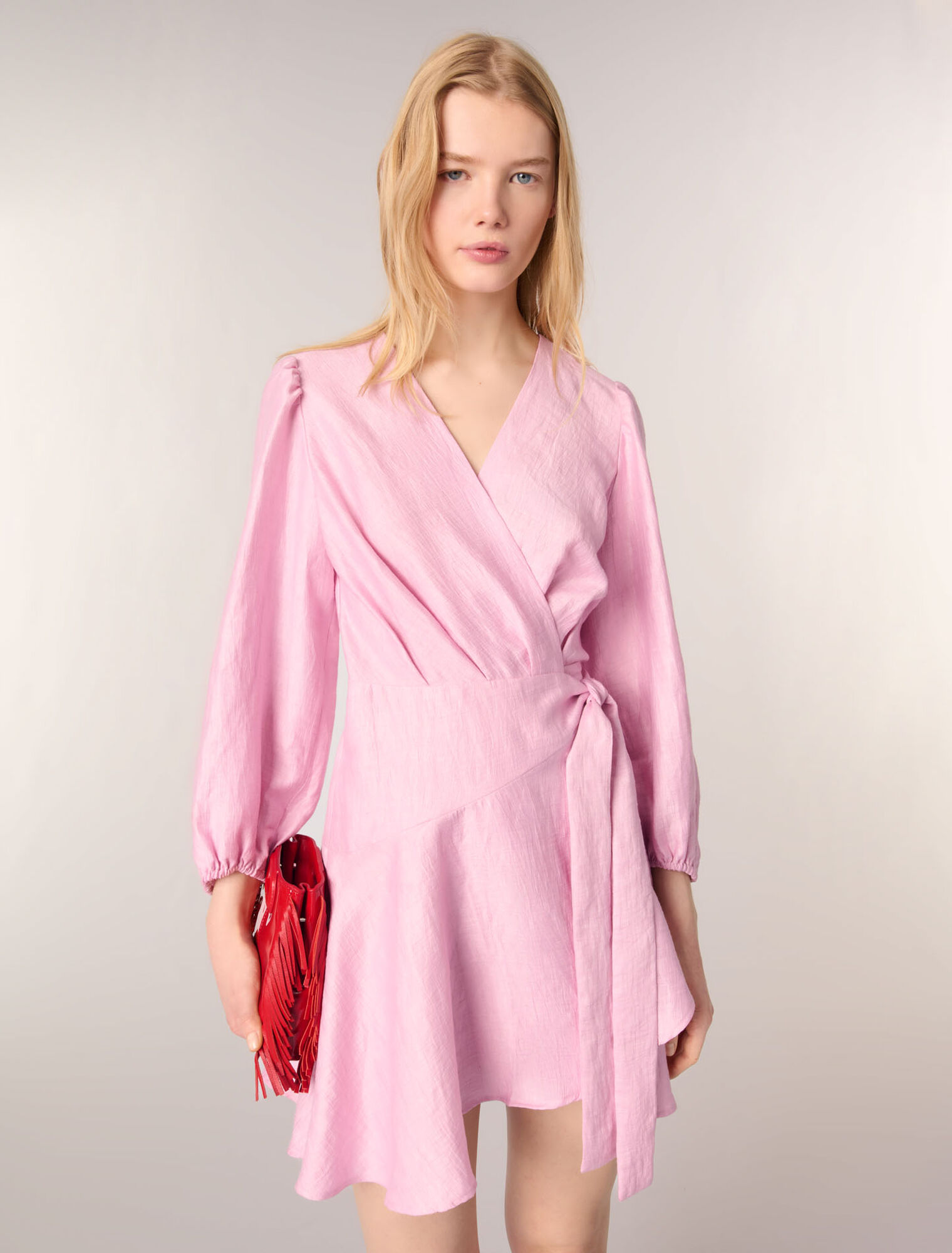 Vestido cruzado de lino
