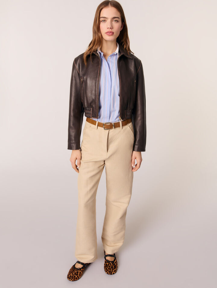 Pantalón de traje de lino y algodón