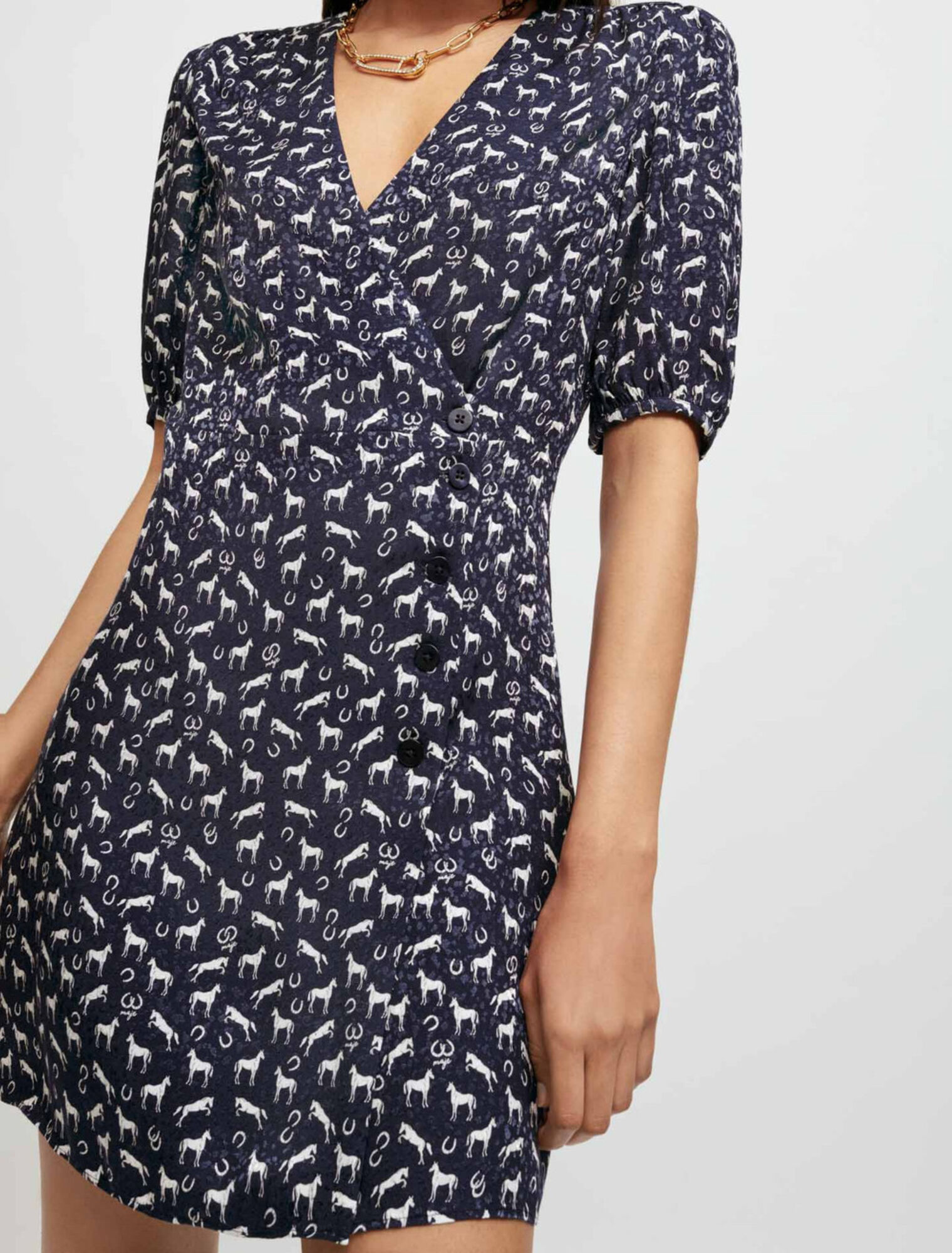 Vestido jacquard estampado de caballos