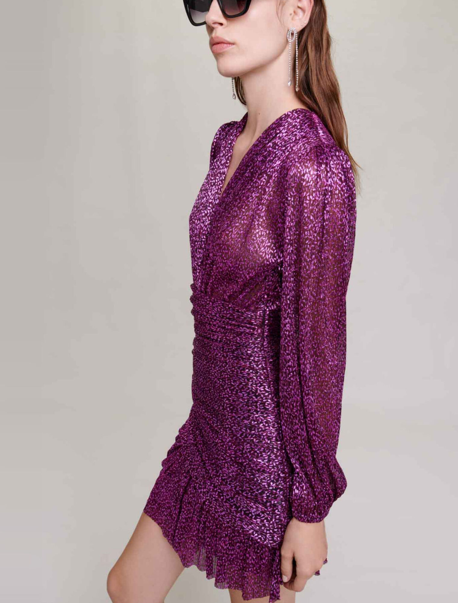 Vestido plisado fibras metalizadas
