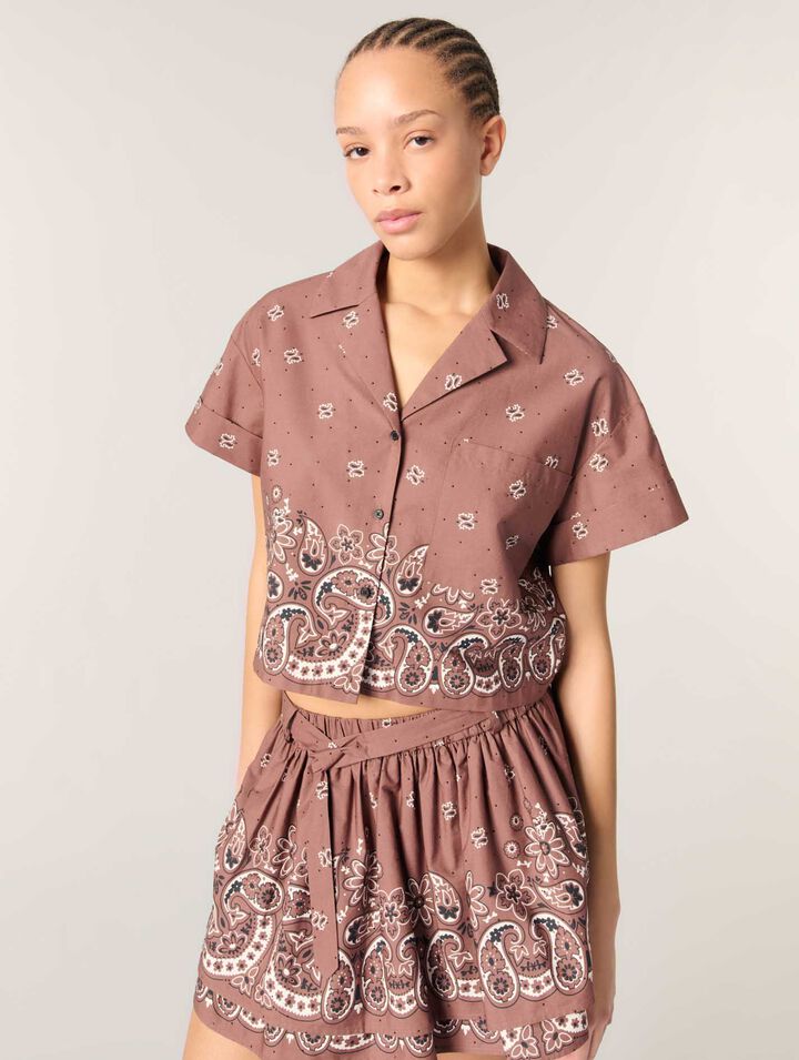 Camisa corta estampada con strass