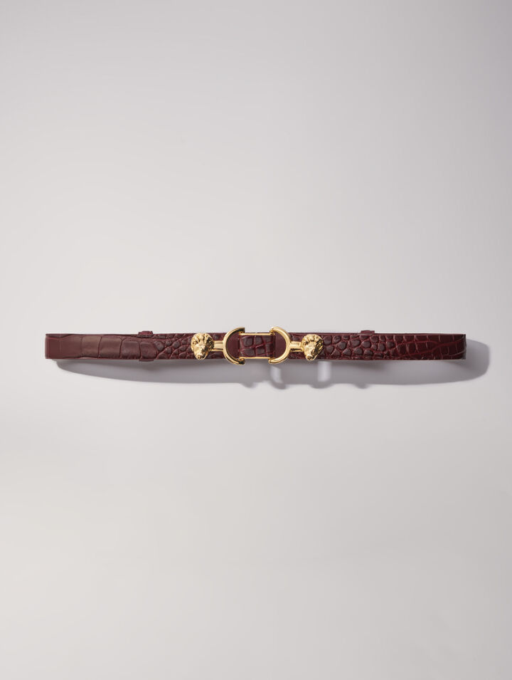 Cinturón fino de piel bocado de león