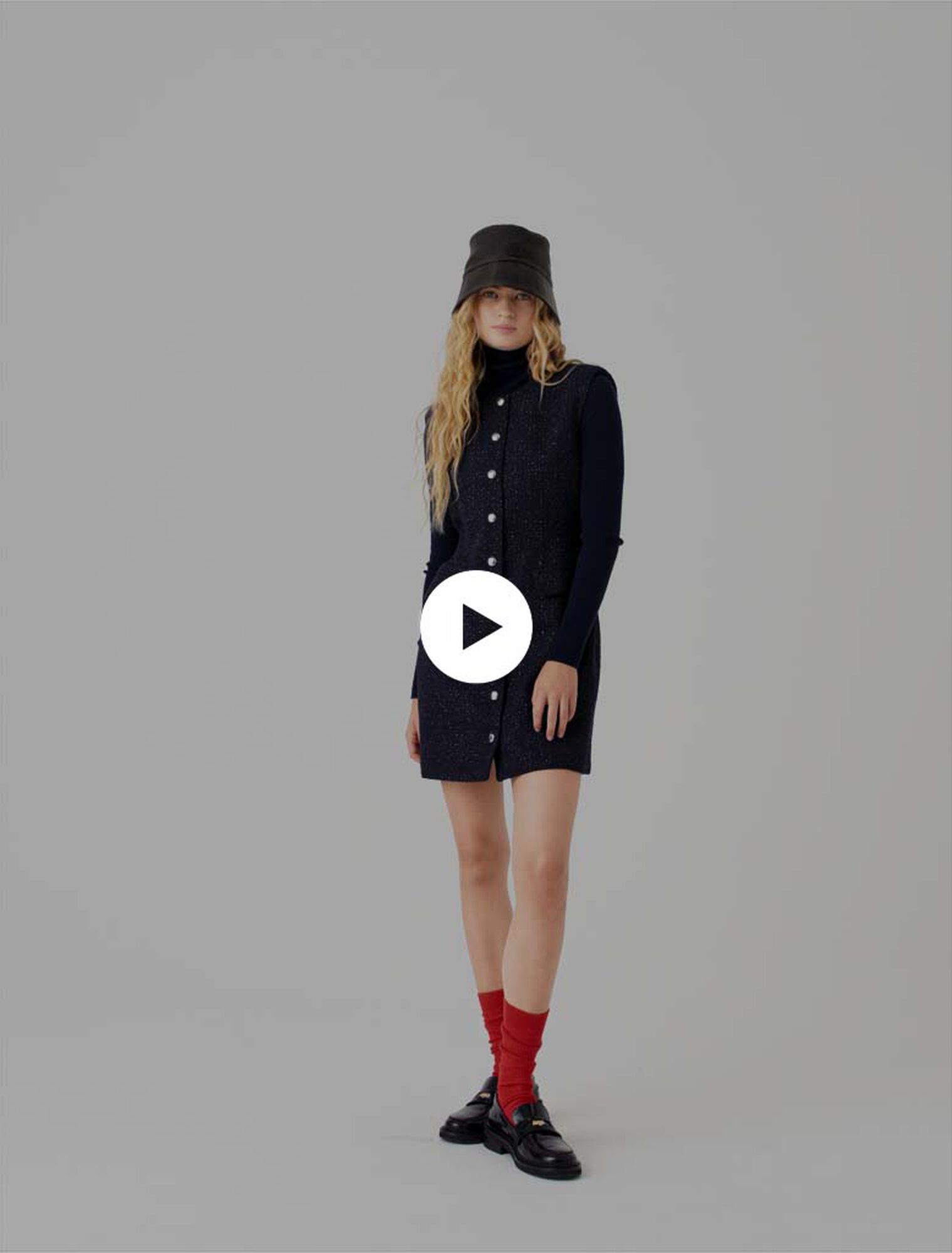 Vestido corto de tweed con l&uacute;rex