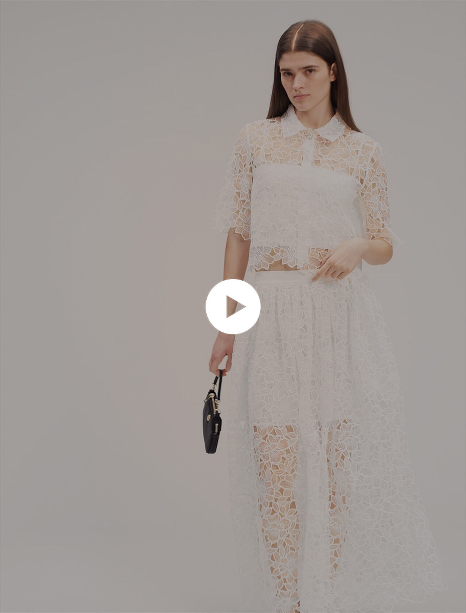 Falda larga en guipur floral