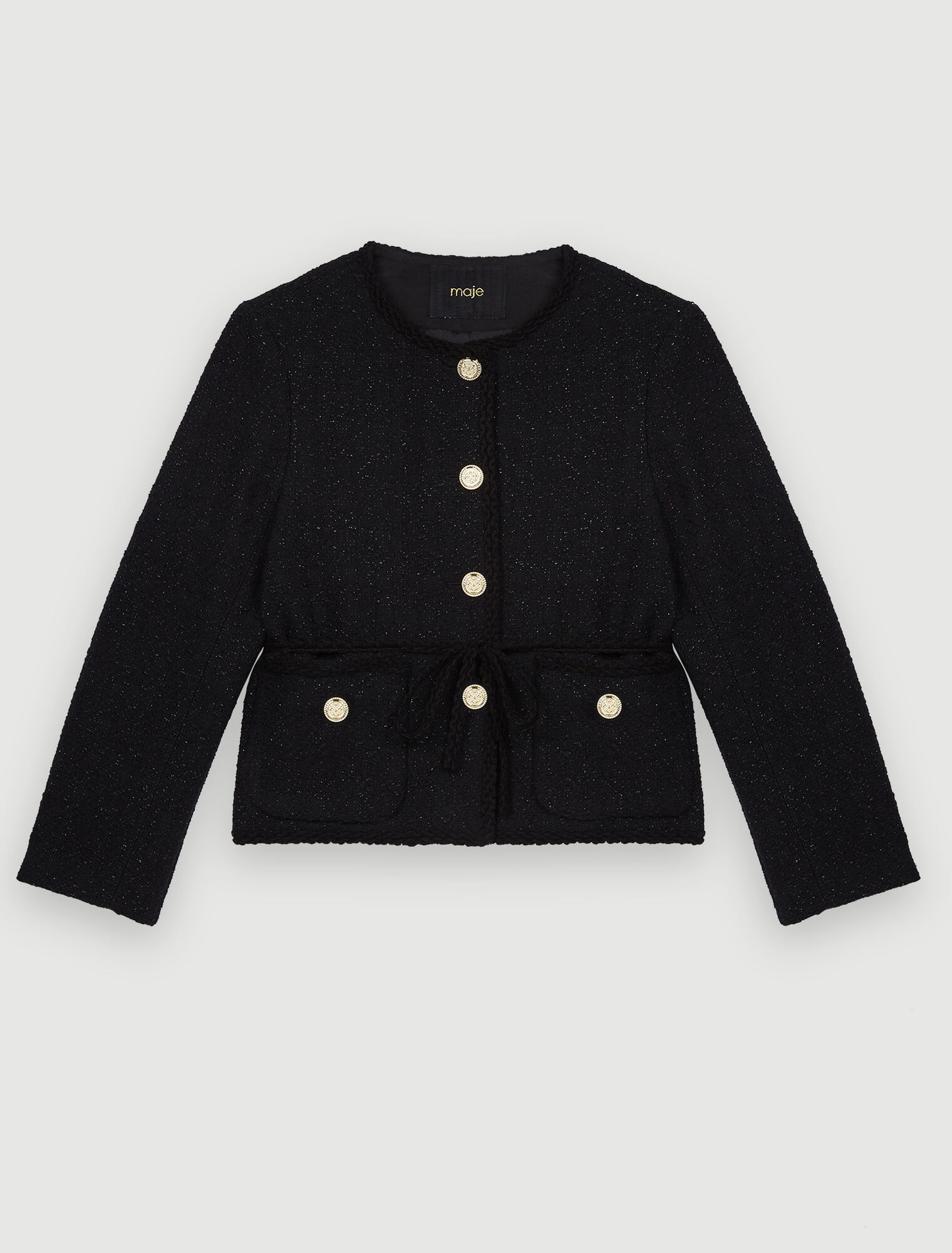 Chaqueta recta de tweed brillante