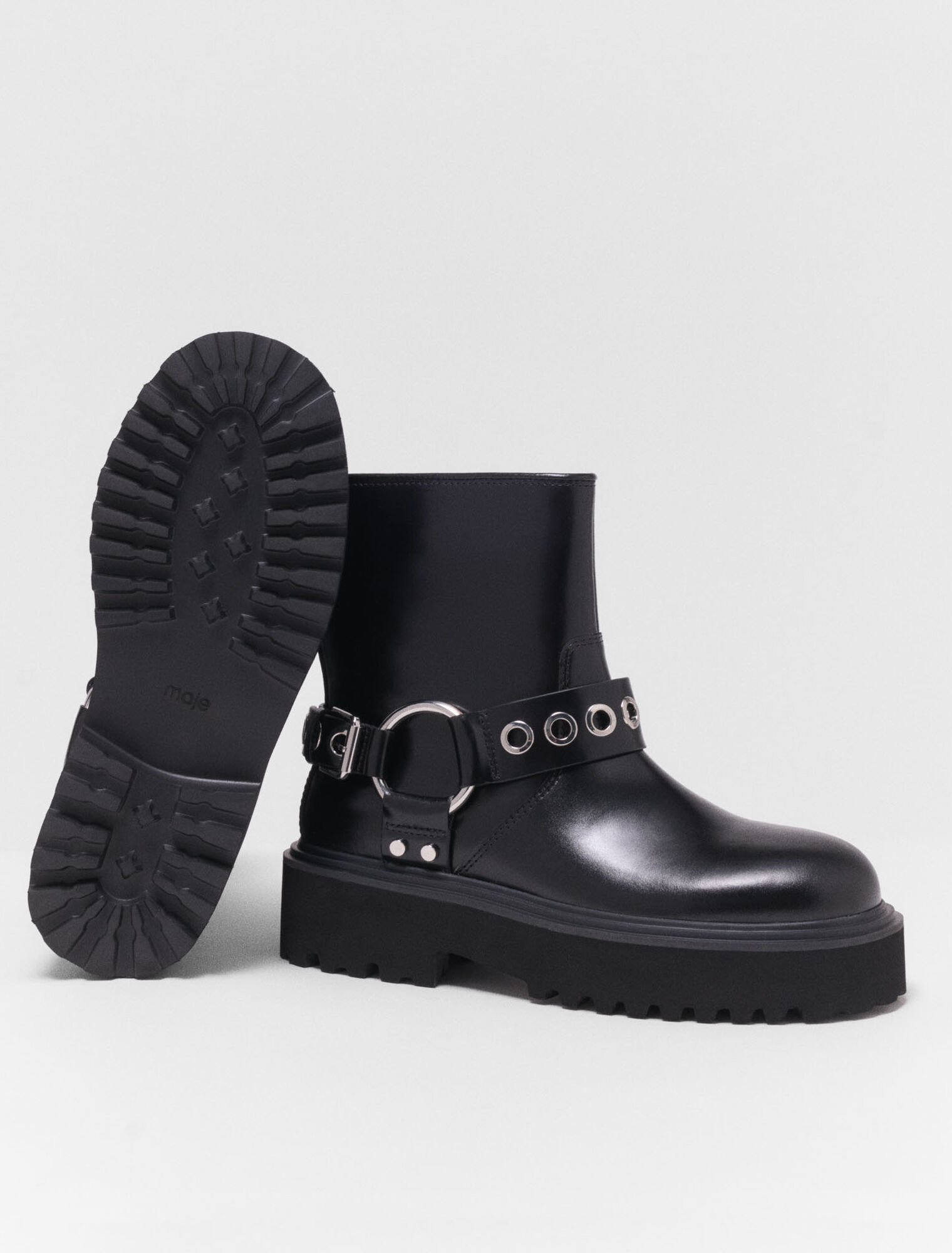 Botín biker de cuero