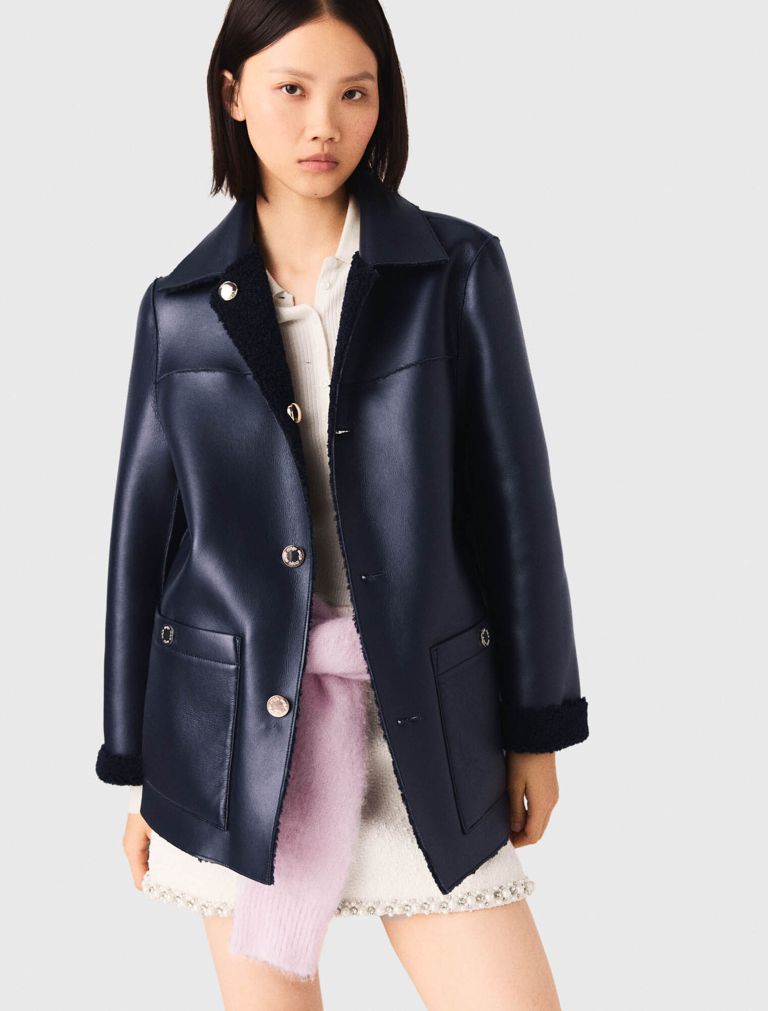 Piel cordero sintética reversible