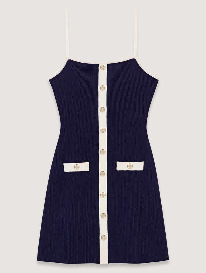 Vestido corto de punto de canalé