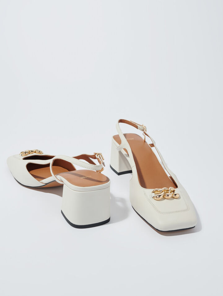 Zapatos de tacón cuadrados de piel