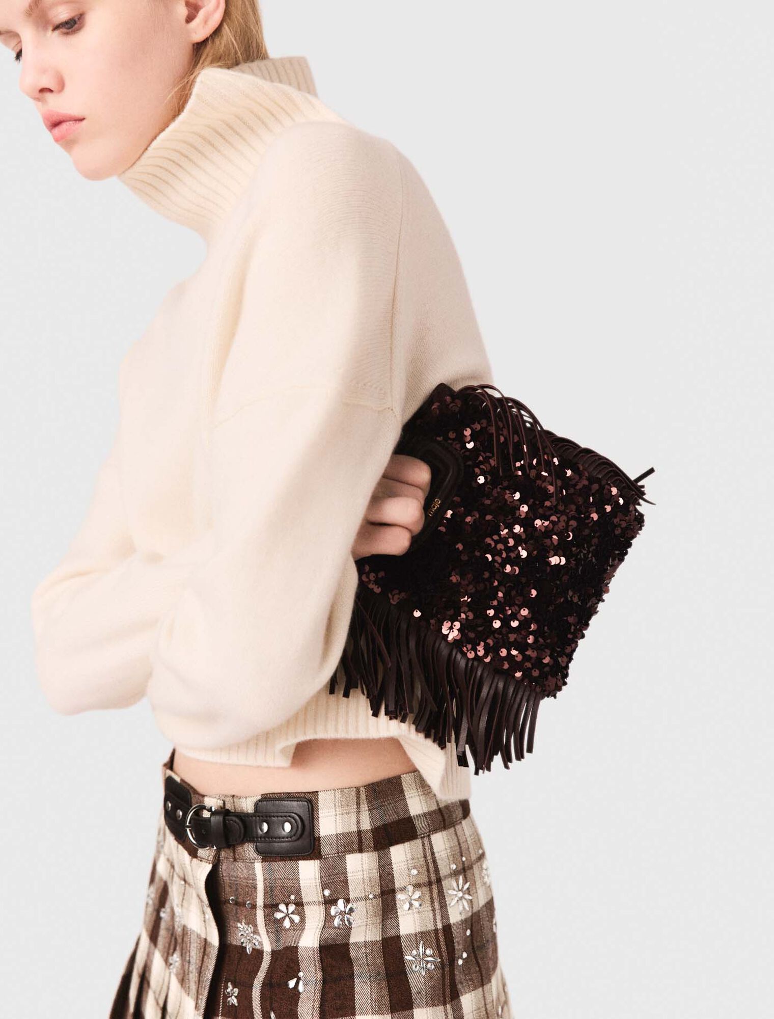 Falda kilt de cuadros con pedrería
