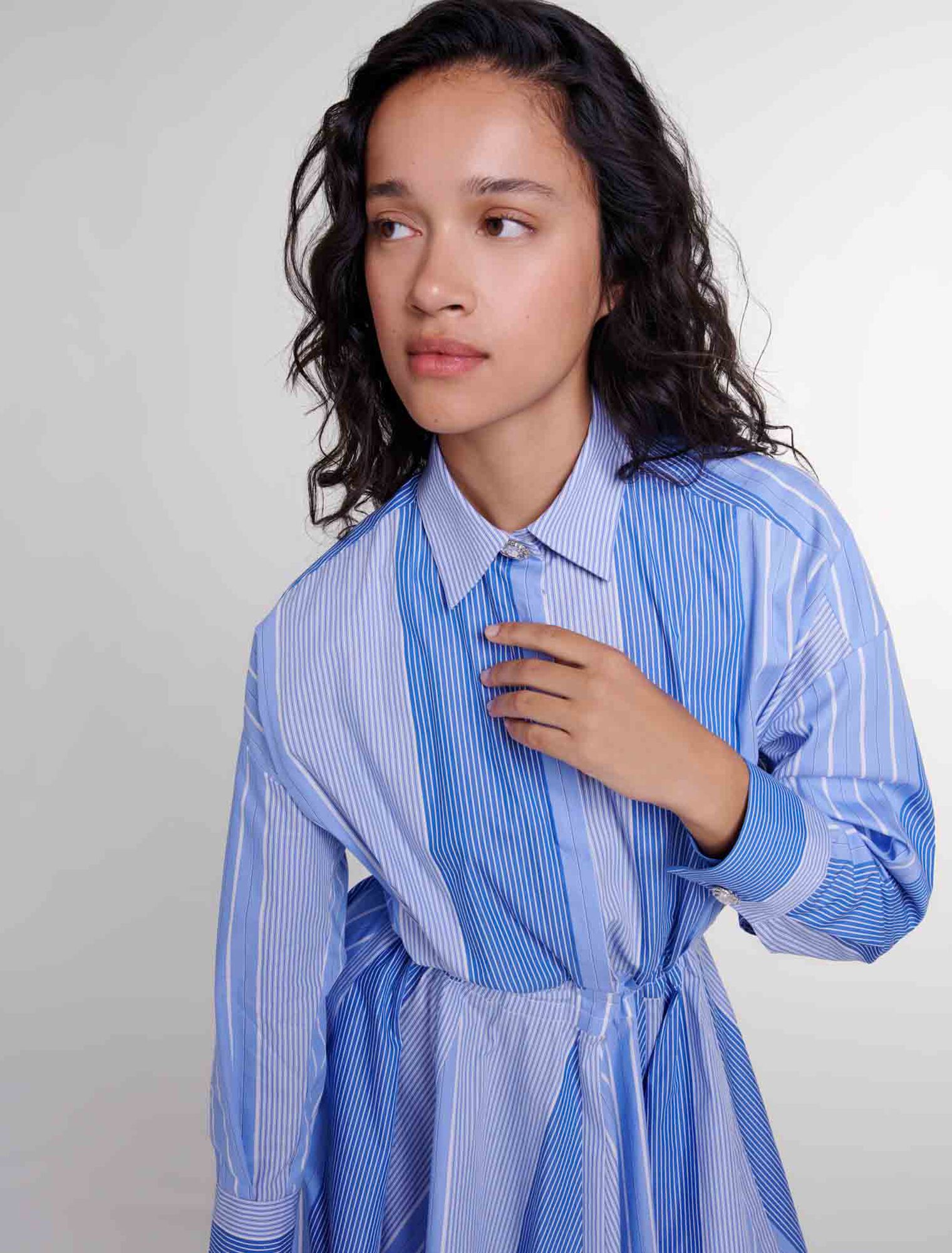 Vestido largo patchwork a rayas 