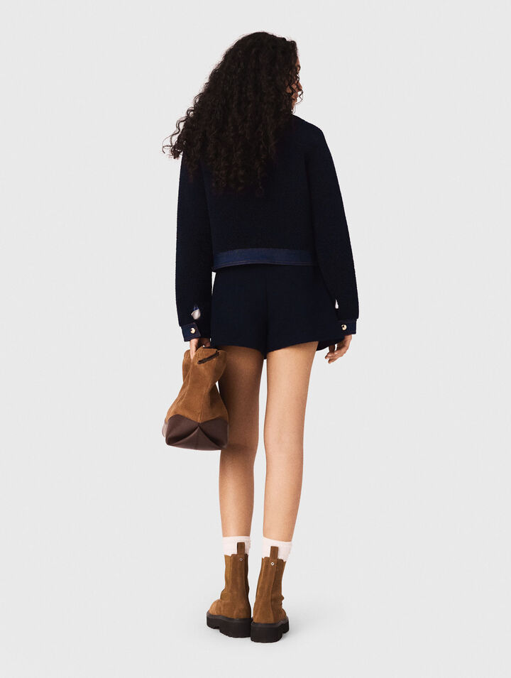 Cazadora de tejido rizado y denim