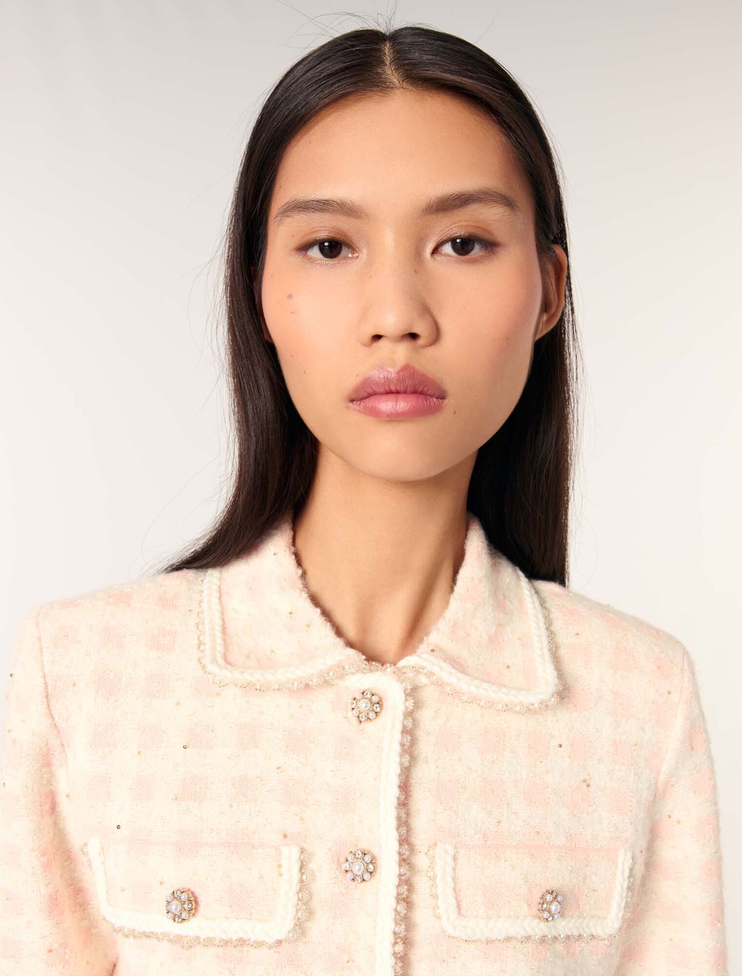 Chaqueta de punto efecto tweed