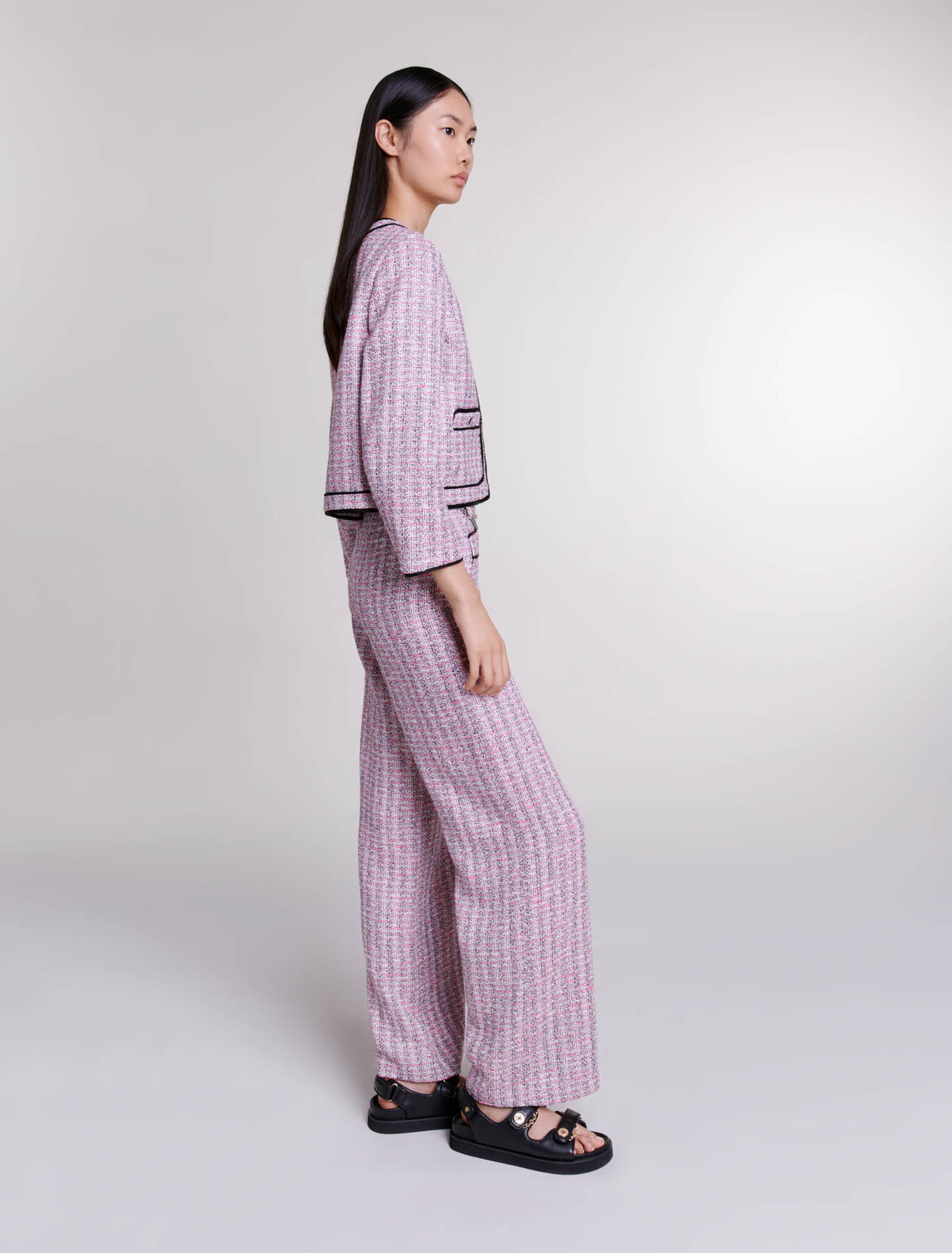 Pantalón ancho de tweed