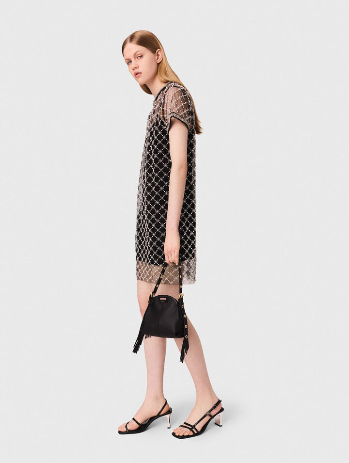 Vestido corto de tul bordado