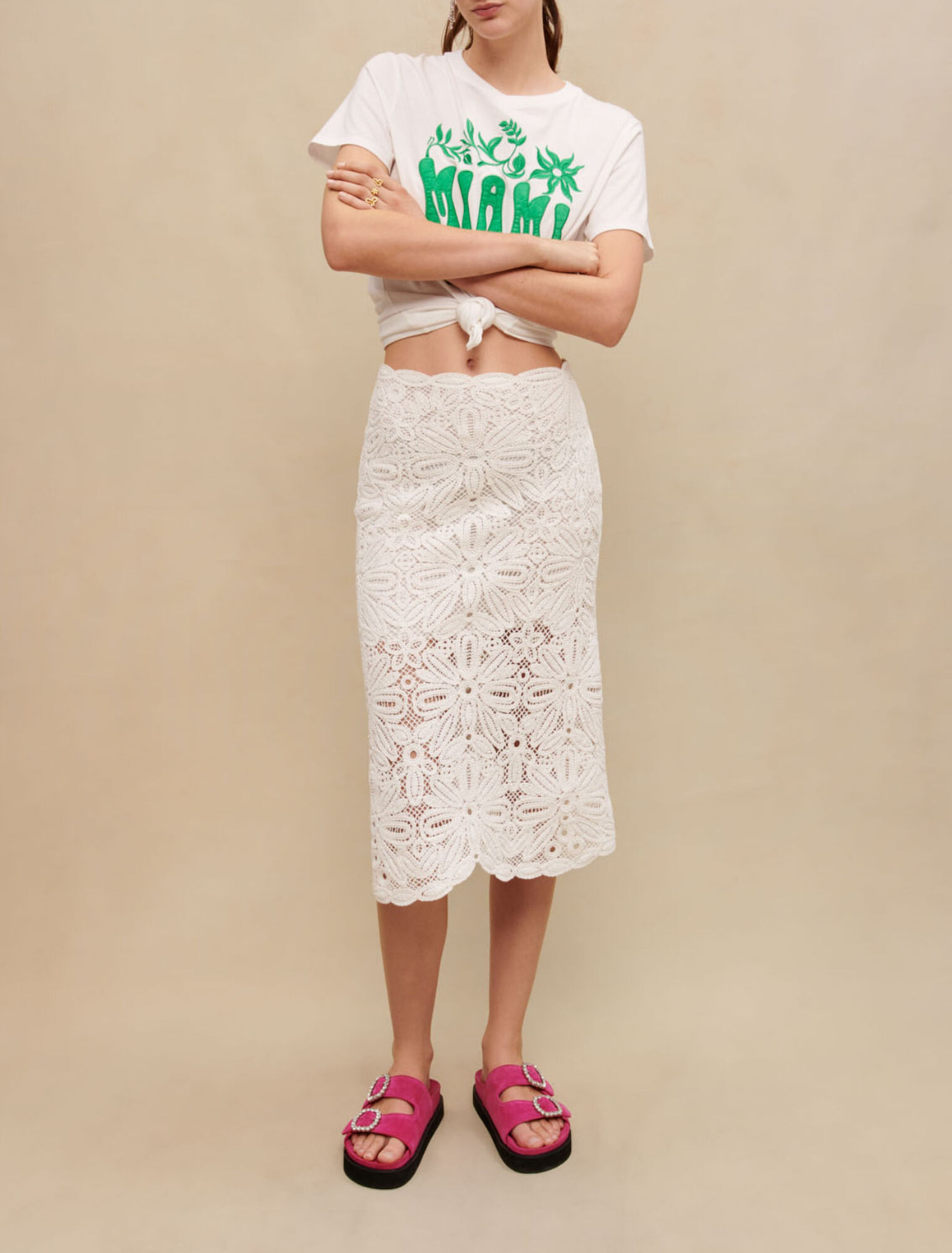 Falda midi de punto