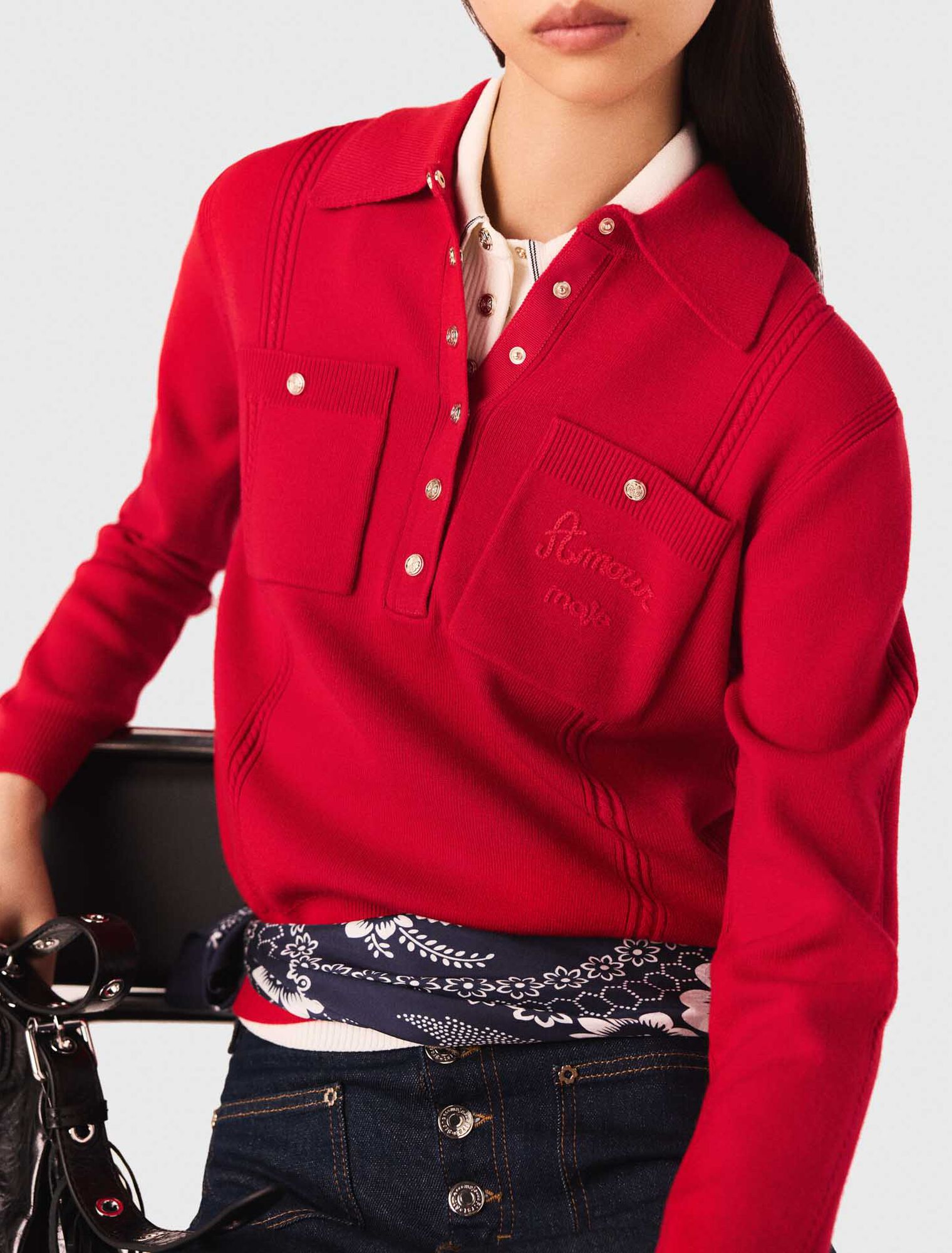 Jersey cuello polo con bordado