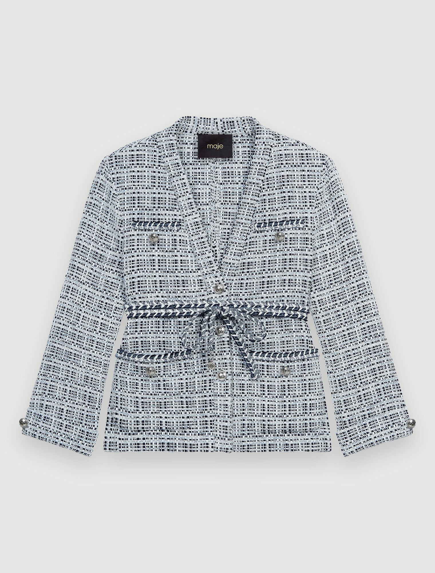 Chaqueta de tweed con cinturón