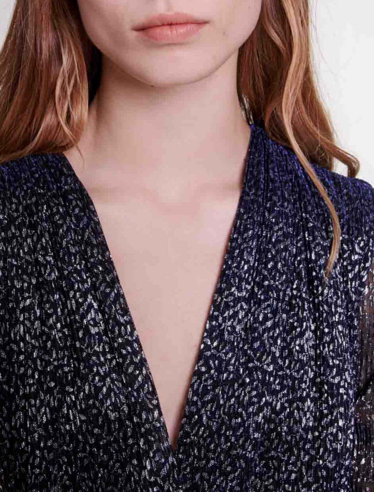 Vestido drapeado de lúrex