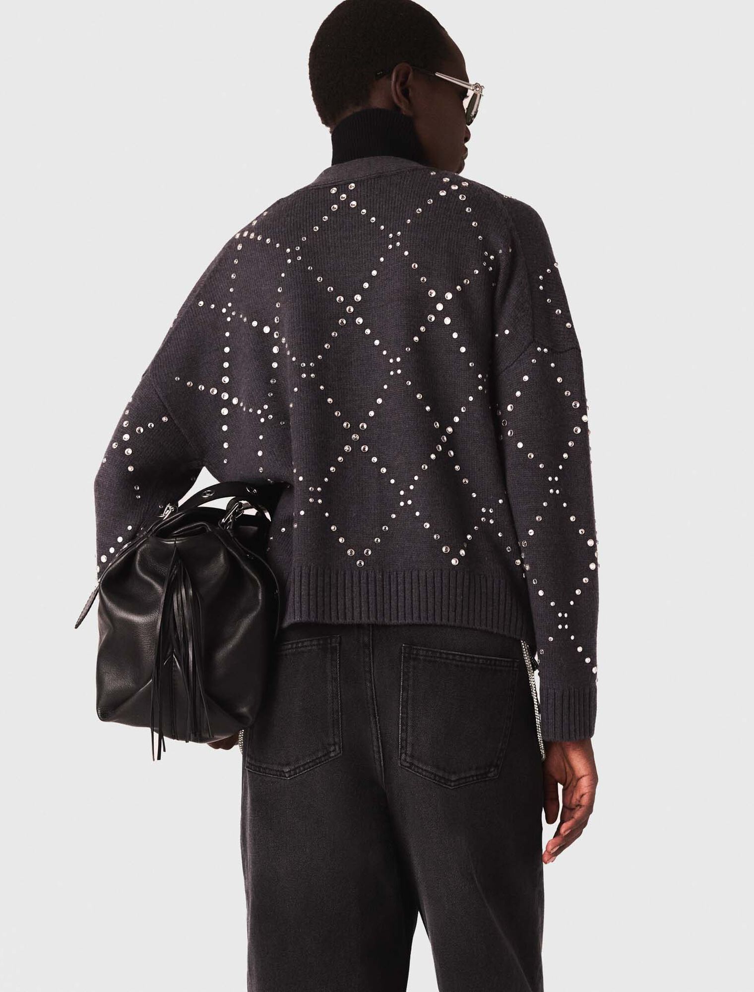 Cárdigan de cuadros con strass