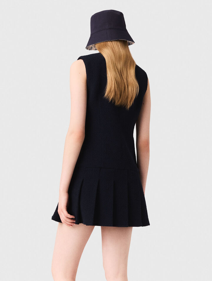 Vestido tweed corto, cuello extraíble