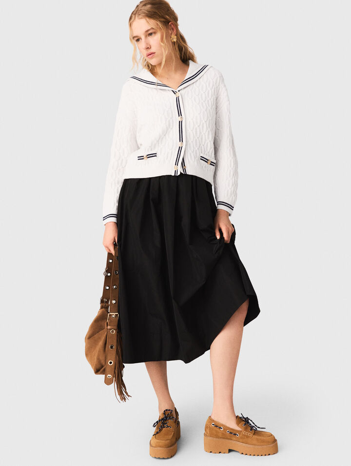 Falda larga con cintura en contraste