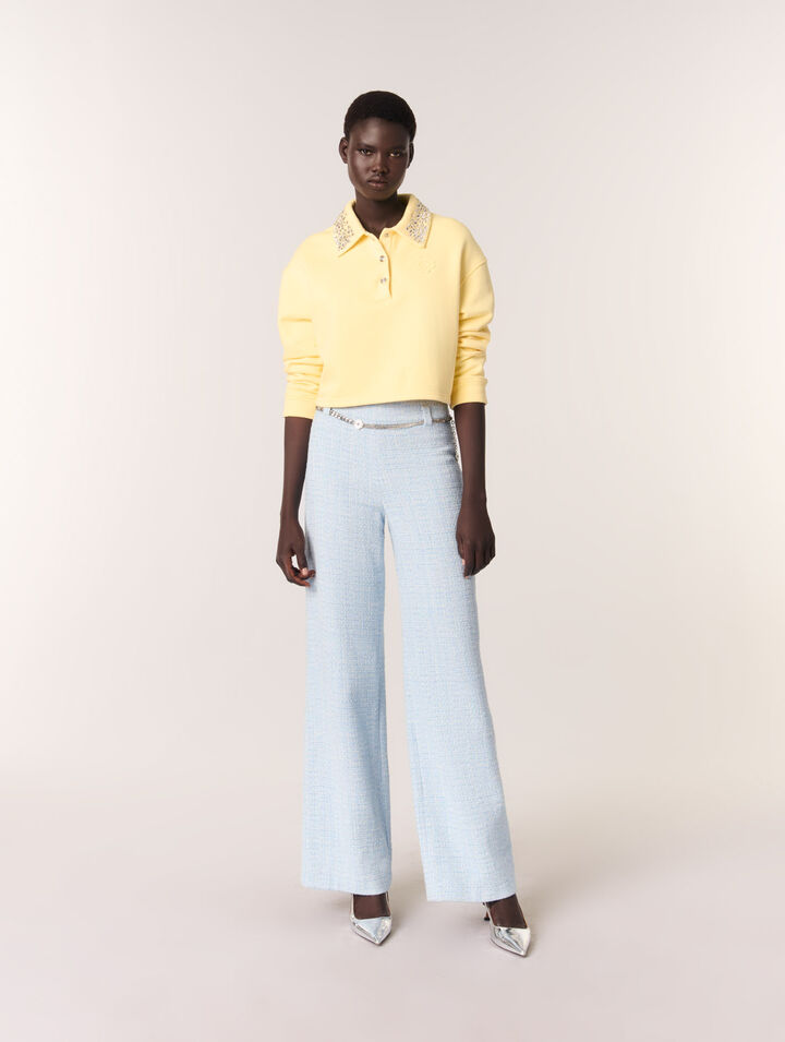Pantalón de tweed con cinturón