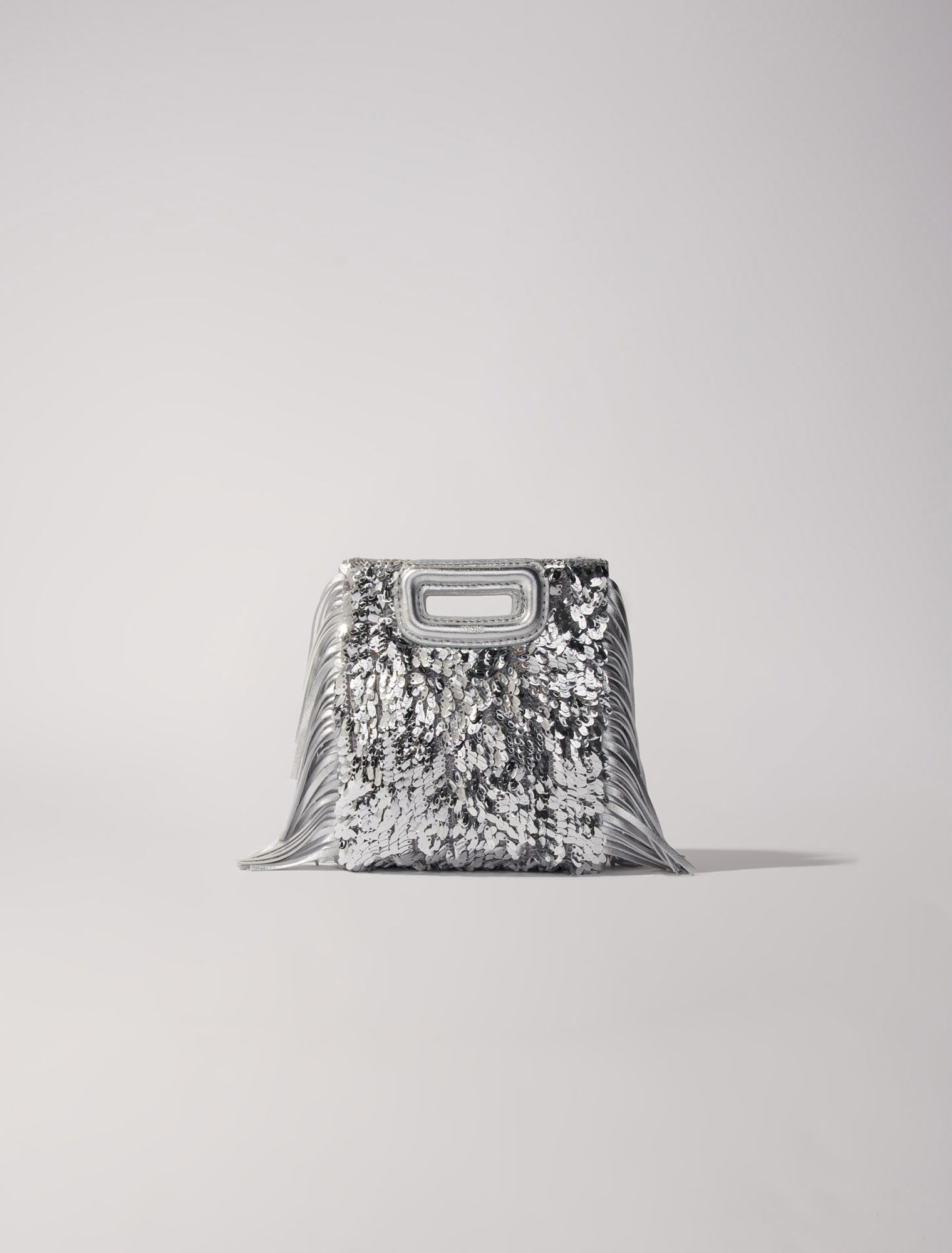 Bolso M mini de lentejuelas plateadas