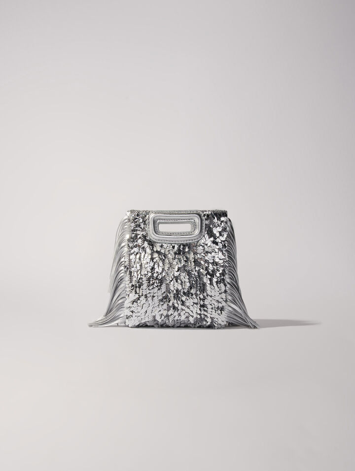 Bolso M mini de lentejuelas plateadas