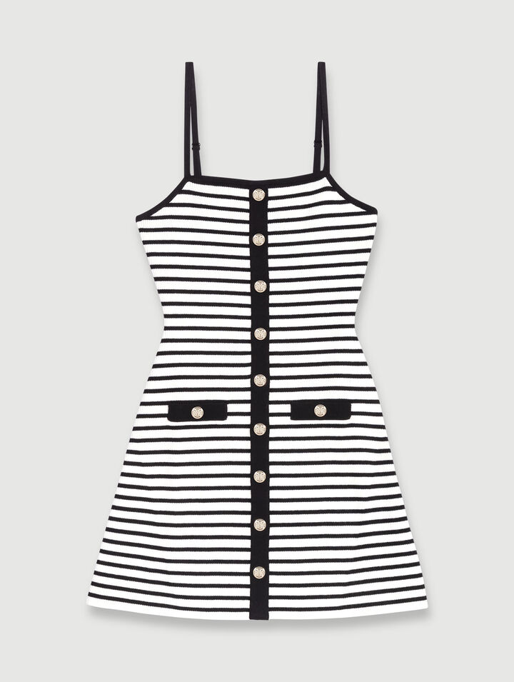 Vestido corto de punto a rayas