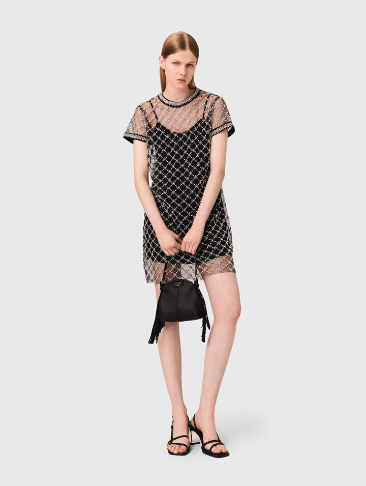 Vestido corto de tul bordado