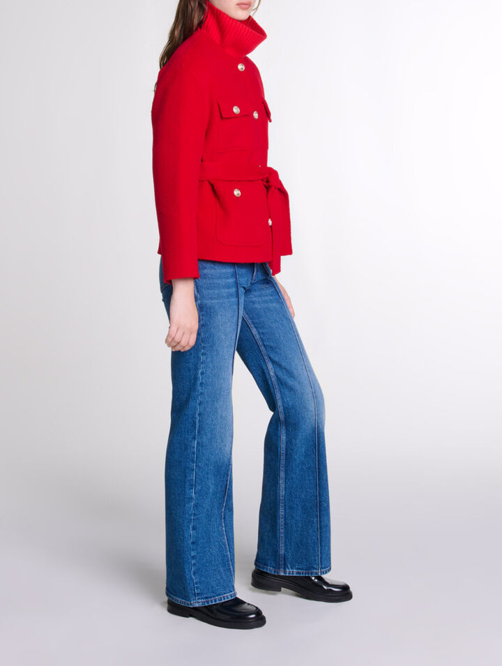 Chaqueta reversible con cintur&oacute;n