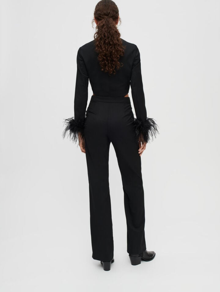Mono pantalón de plumas negras