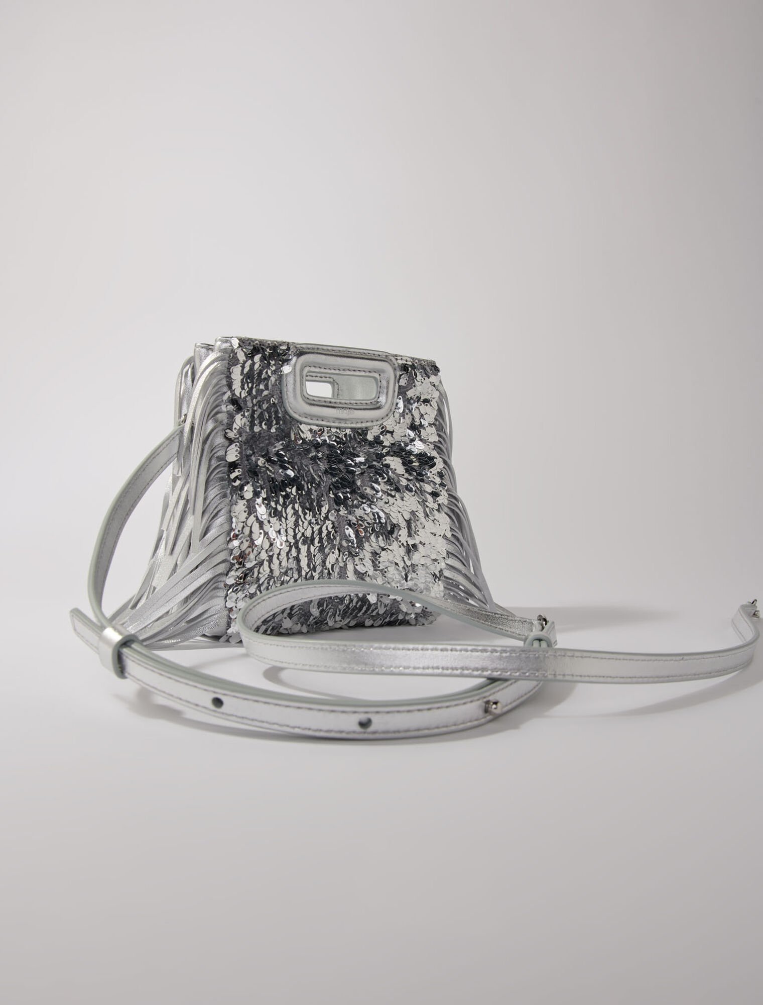 Bolso M mini de lentejuelas plateadas